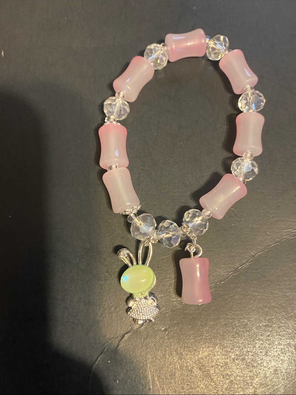 Cute Pink Beaded Bunny Charm Bracelet - Women Jewelry